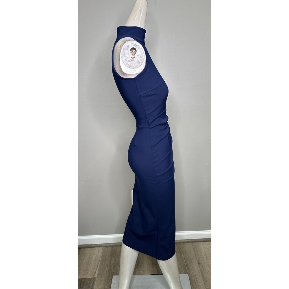 Chiara Boni La Petite Robe Halter Ruffle Midi Dress in Blue Notte US 2 $695 - Picture 11 of 14